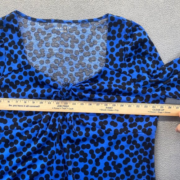 Ava & Viv Plus Size 3X Women's Long Balloon Sleeve Tie-Front Shirt Polka Dot - Picture 6 of 12